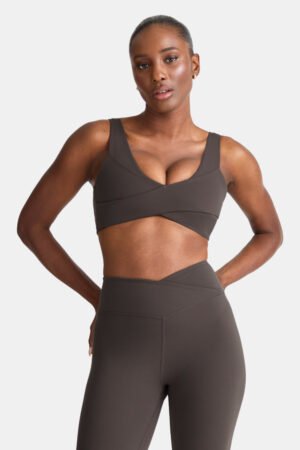 DayFlex Wrap Front Sports Bra - Mocha Brown