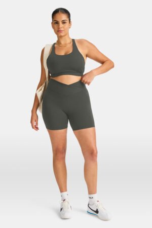 Alternative view of DayFlex Wrap High Waisted Cycling Shorts - Dark Olive