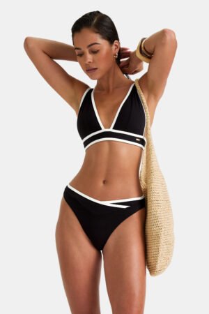 Alternative view of Contrast Wrap Waist Bikini Bottom - Shadow Black And Coconut Milk