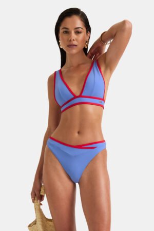 Contrast Wrap Waist Bikini Bottom - Blue