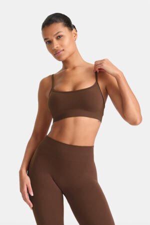 Alternative view of Sculpt Seamless Bandeau Sports Bra - Coffee Marl