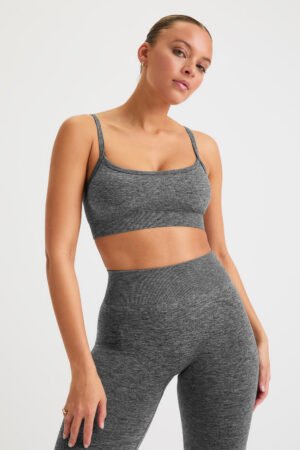 Alternative view of Sculpt Seamless Bandeau Sports Bra - Charcoal Marl