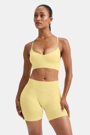 Alternative view of Sculpt Seamless Cross Back Sports Bra - Butter Yellow