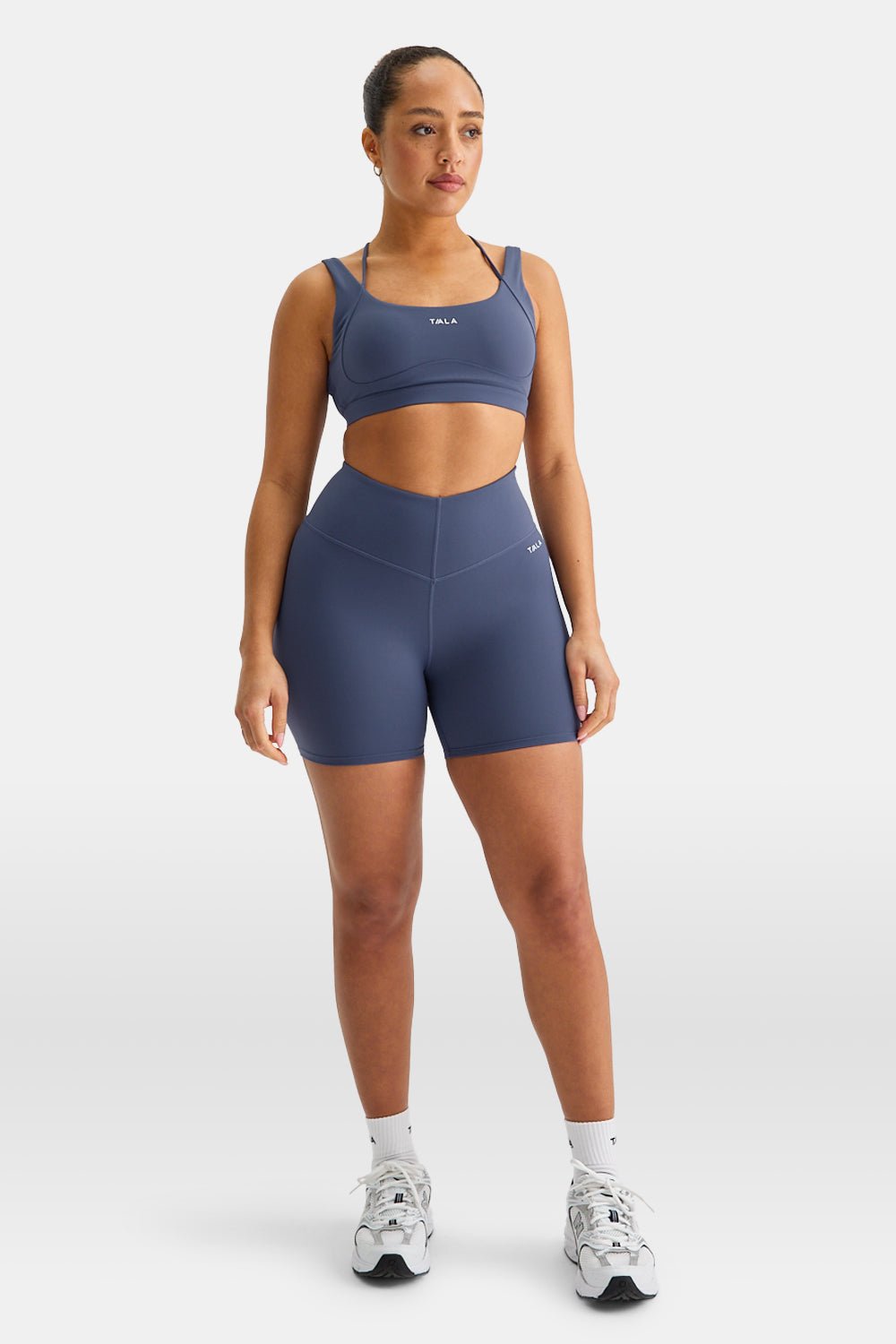 SkinLuxe High V-Waisted Shorts - Vintage Blue